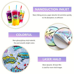 8 Sheets Holographic Sticker Paper A4 Glossy Self Adhesive