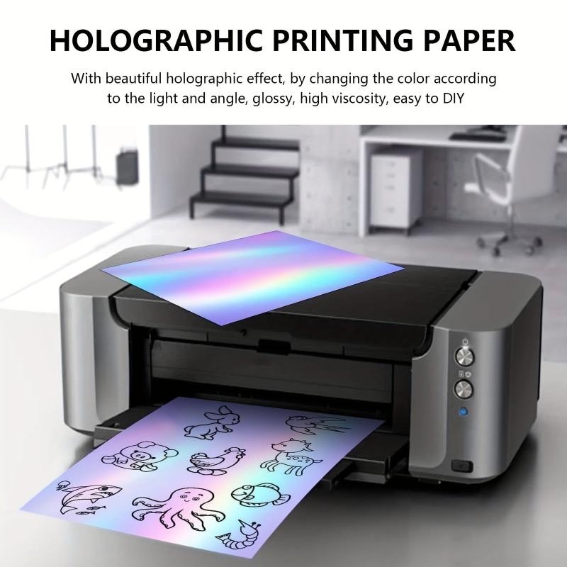8 Sheets Holographic Sticker Paper A4 Glossy Self Adhesive
