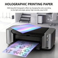 8 Sheets Holographic Sticker Paper A4 Glossy Self Adhesive