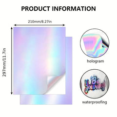 8 Sheets Holographic Sticker Paper A4 Glossy Self Adhesive