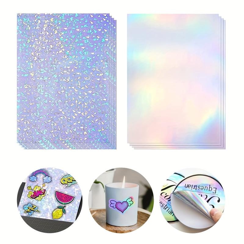 8 Sheets Holographic Sticker Paper A4 Glossy Self Adhesive