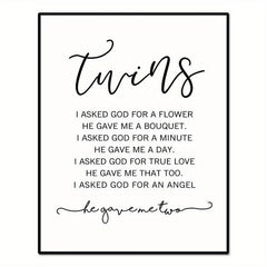 Twin Baby Girl/Boy Nursery Wall Decor 20x25 Unframed