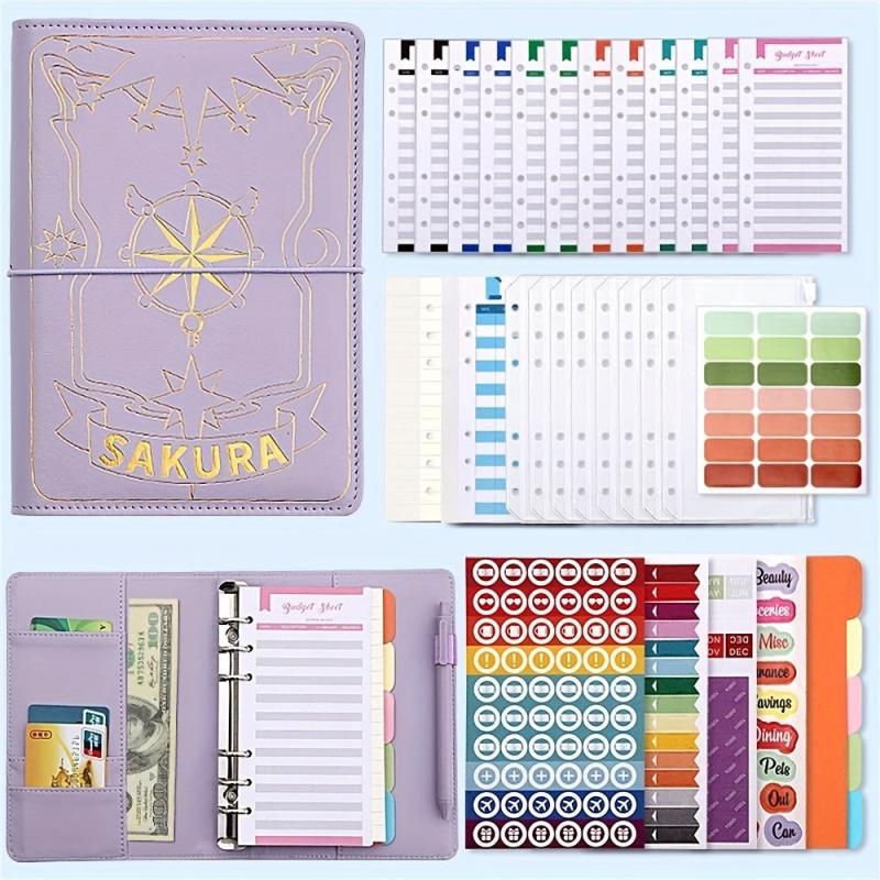6 Hole Binder Planner Notebook with Bronzing Covers & Envelope