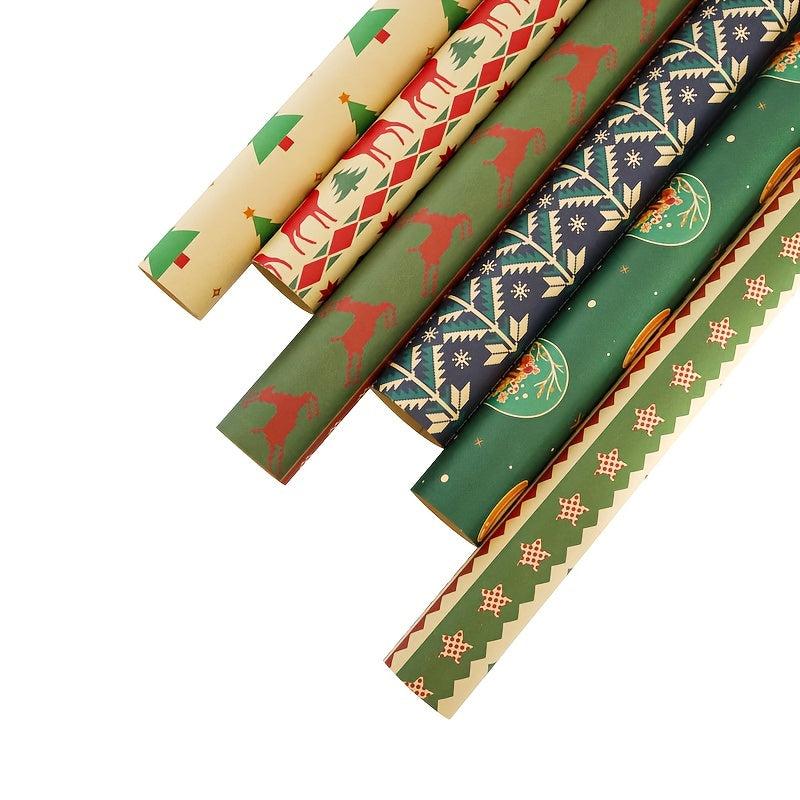 6pcs Colorful Cartoon Birthday Gift Wrapping Paper Roll