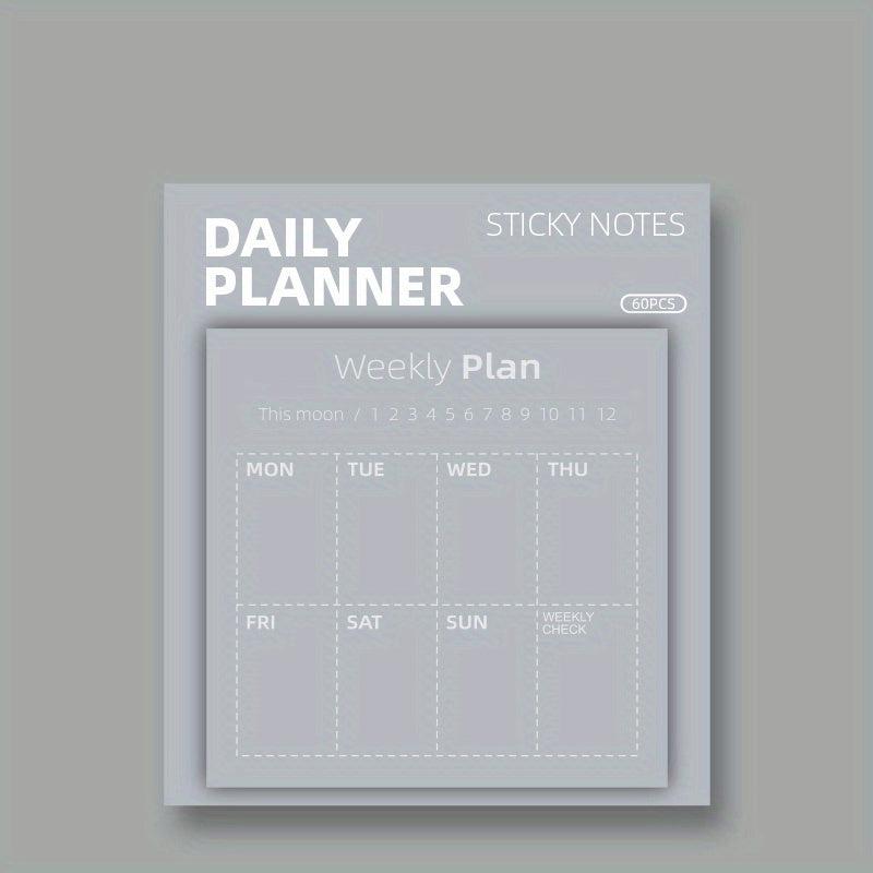 1pc 60 Sheets Sticky Notes Weekly Plans Daily Tracker Month Challenge Memo Pads