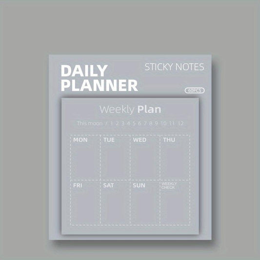 1pc 60 Sheets Sticky Notes Weekly Plans Daily Tracker Month Challenge Memo Pads