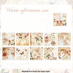50pcs Paper Romantic Flower Sea Series Large Hand Ledger Decorative Paper