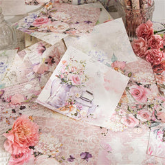 50pcs Paper Romantic Flower Sea Series Large Hand Ledger Decorative Paper