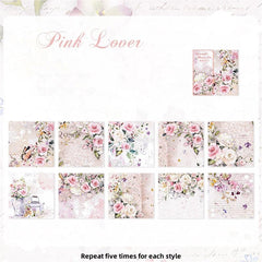 50pcs Paper Romantic Flower Sea Series Large Hand Ledger Decorative Paper