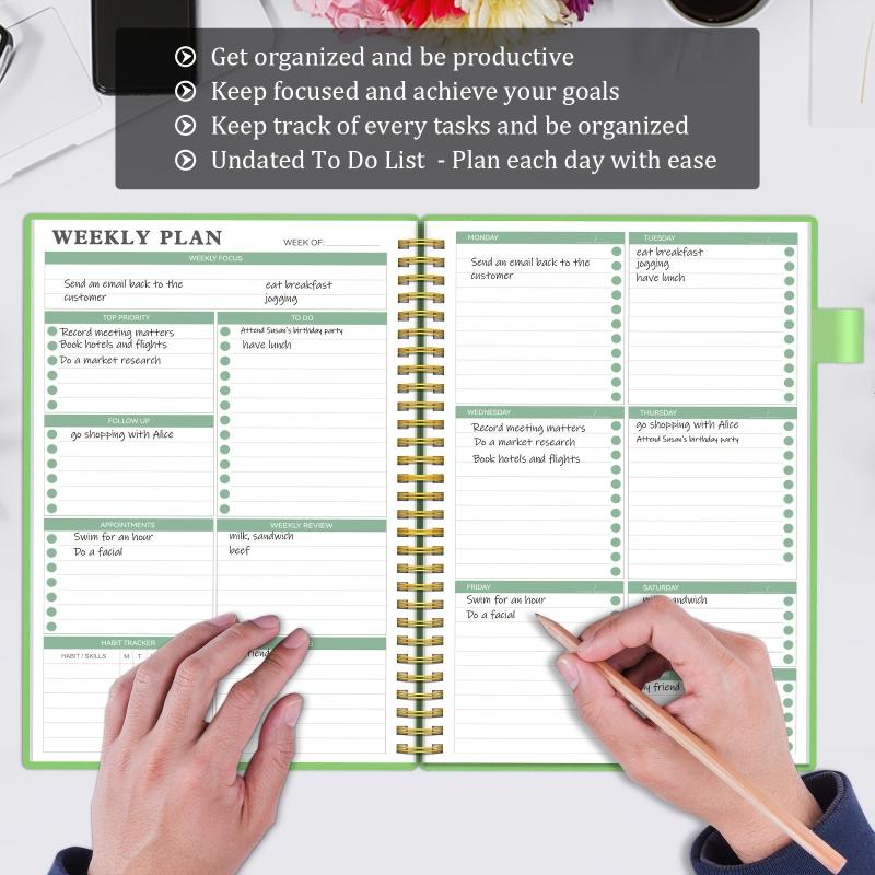 Undated Weekly Planner with Goals & Habit Tracker