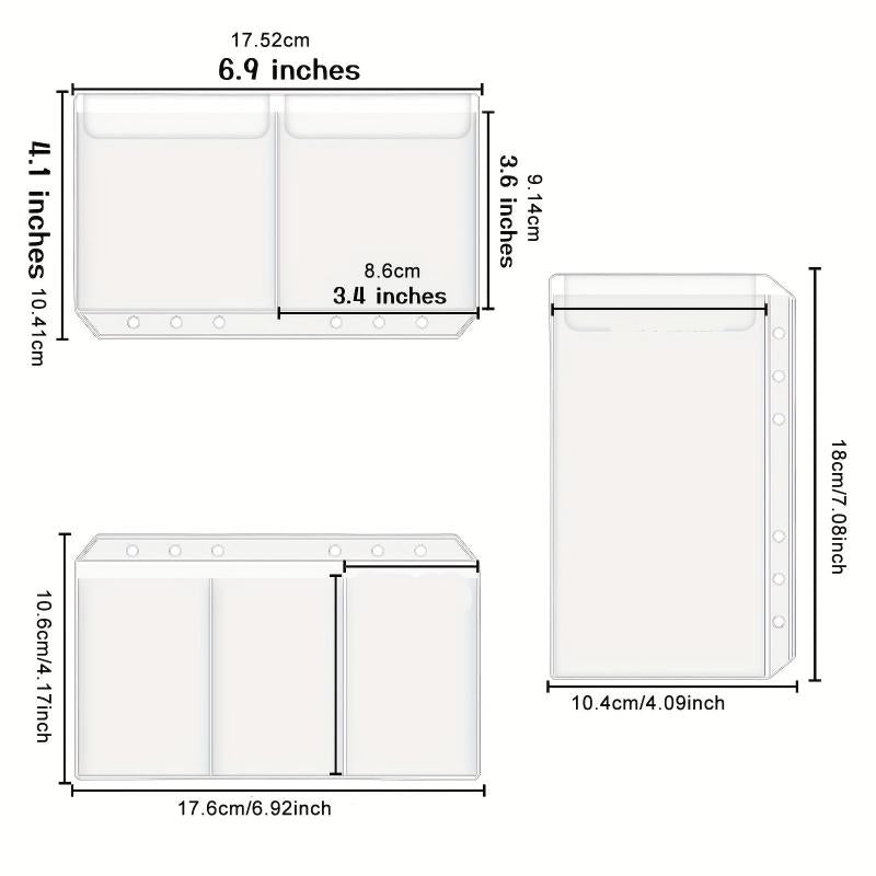 15pcs A6 Binder Pockets Budget Cash Envelopes for 6 Ring Binder Waterproof PVC