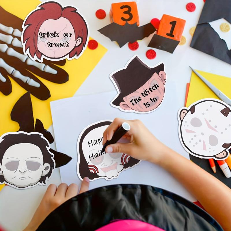 5pcs Halloween Horror Sticky Notes Weird Spooky Characters Self Adhesive Notepad