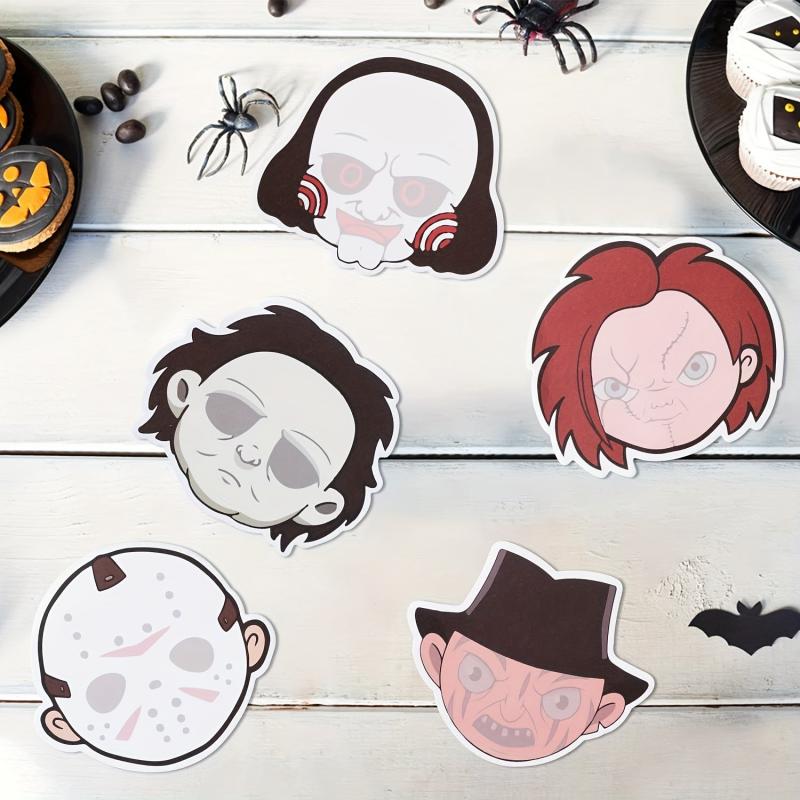 5pcs Halloween Horror Sticky Notes Weird Spooky Characters Self Adhesive Notepad