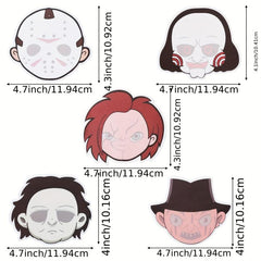 5pcs Halloween Horror Sticky Notes Weird Spooky Characters Self Adhesive Notepad