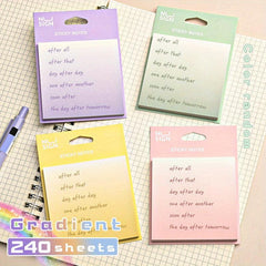 240pcs Gradient Memo Sticky Notes for Office School Supplies