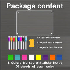 Magnetic Acrylic Board & Sticky Notes Set