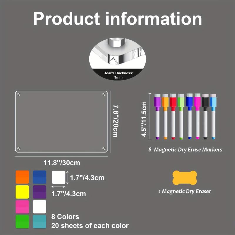 Magnetic Acrylic Board & Sticky Notes Set