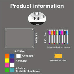 Magnetic Acrylic Board & Sticky Notes Set
