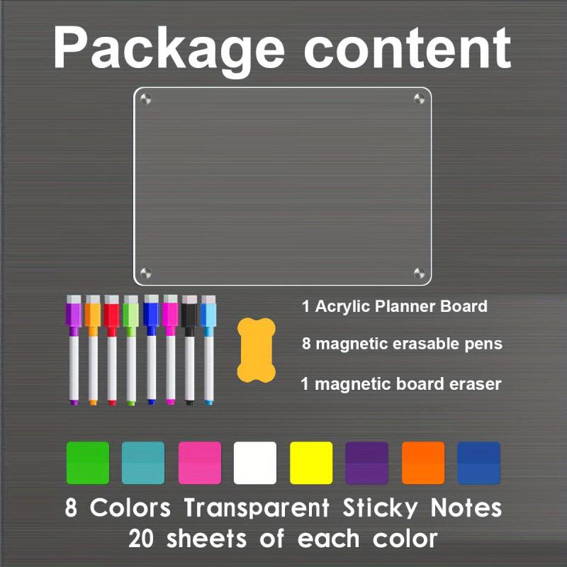 Magnetic Acrylic Board & Sticky Notes Set