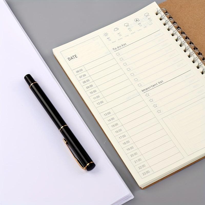 2pcs A5 Time Planning Book Leather Cover Coil Notebook Memo 120 Pages
