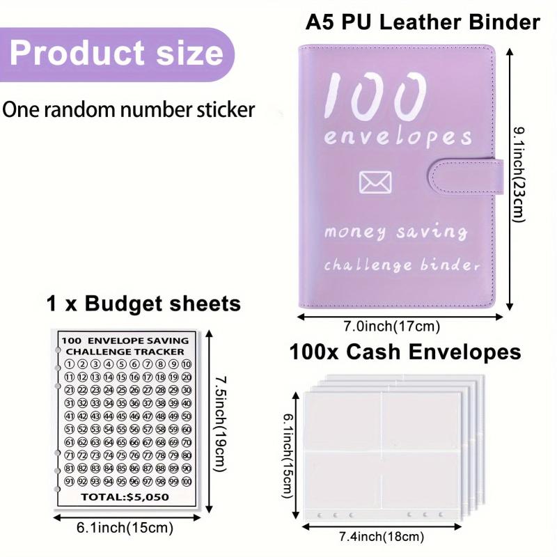 100 Envelope Money saving Challenge Kit Budget Binder Set With Cash Envelopes