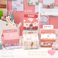Creative Milk Box Memo Cartoon Memo Paper Student Extractable Memo Paper