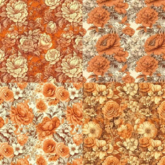 DIY Scrapbook Paper Set - Autumn Retro Flower Theme Background Paper