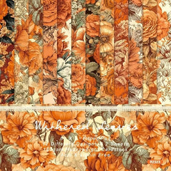 DIY Scrapbook Paper Set - Autumn Retro Flower Theme Background Paper