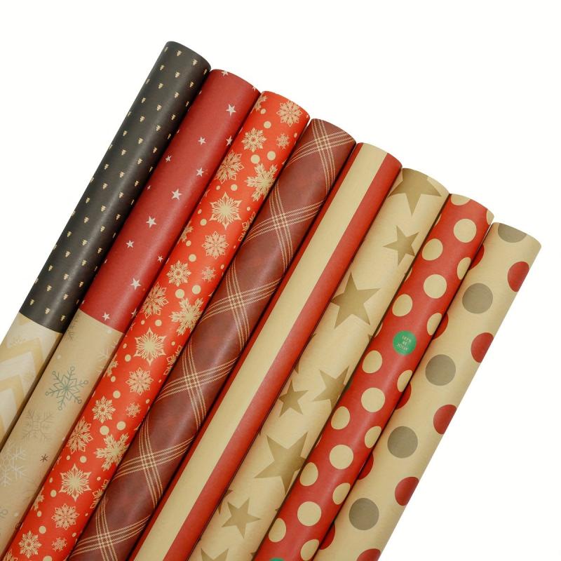 8pcs Colorful Cartoon Birthday Gift Wrapping Paper Roll