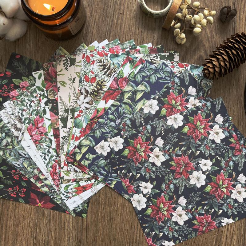 24 Sheets Christmas DIY Decorative Paper Pad - Crafts Scrapbooking Bullet Journa