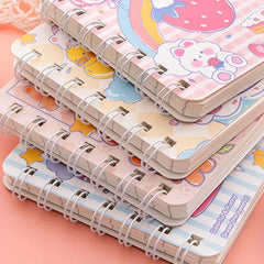 4pcs Cartoon Coil Mini Notebook Set, 320 Sheets A7 Student Portable Book