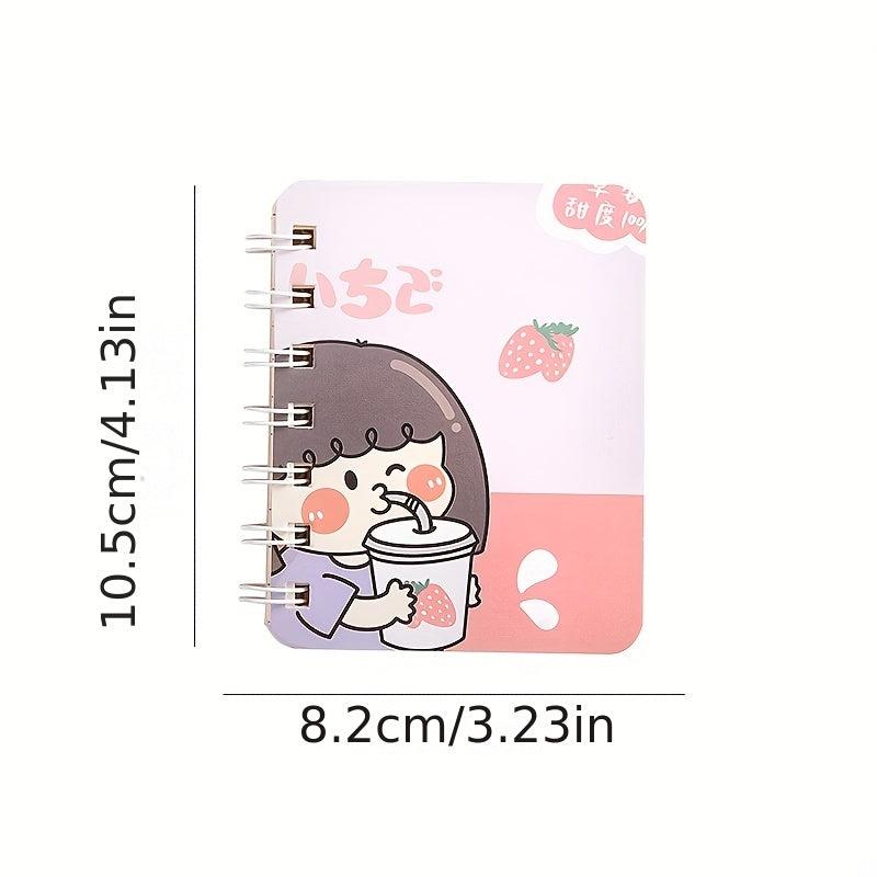 4pcs Cartoon Coil Mini Notebook Set, 320 Sheets A7 Student Portable Book