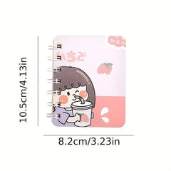 4pcs Cartoon Coil Mini Notebook Set, 320 Sheets A7 Student Portable Book