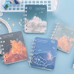 4pcs Cartoon Coil Mini Notebook Set, 320 Sheets A7 Student Portable Book