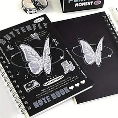 A5 Horizontal Line Notebook Butterfly Heart Cover