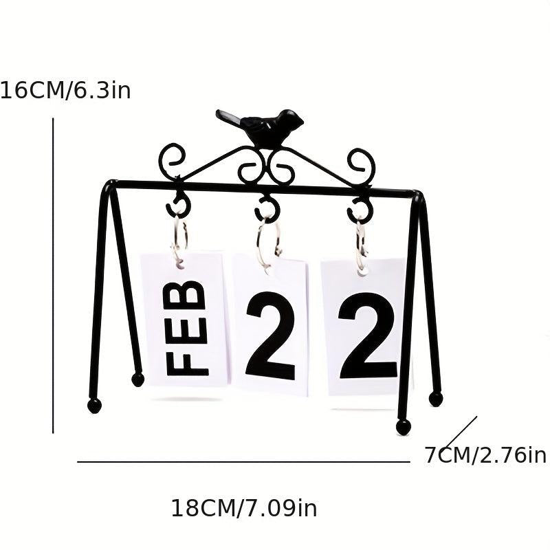 Metal Golden Desk Calendar Flip Perpetual Vintage Home Calendar