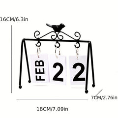 Metal Golden Desk Calendar Flip Perpetual Vintage Home Calendar
