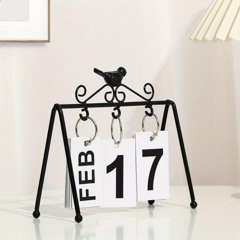 Metal Golden Desk Calendar Flip Perpetual Vintage Home Calendar