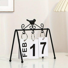 Metal Golden Desk Calendar Flip Perpetual Vintage Home Calendar