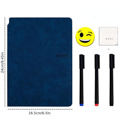 Erasable A5 Leather Notebook Set with Pen & Erasing Cloth