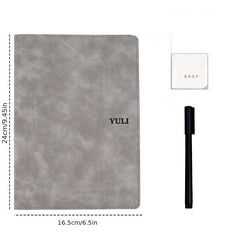 Erasable A5 Leather Notebook Set with Pen & Erasing Cloth