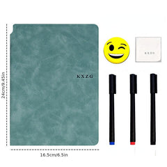Erasable A5 Leather Notebook Set with Pen & Erasing Cloth