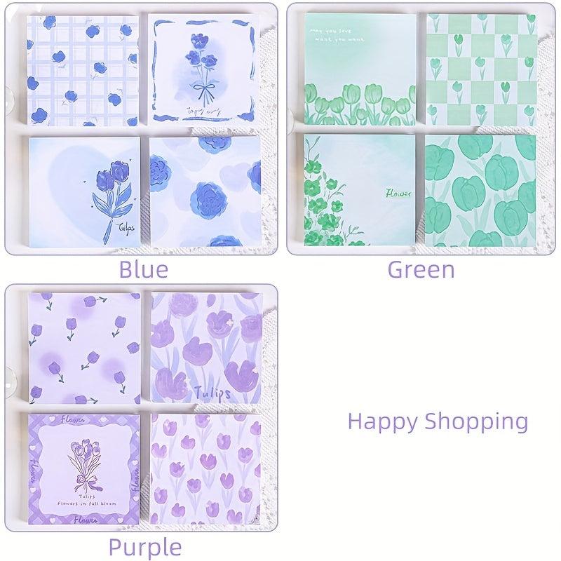 4pcs Flower Sticky Notes Set 200sheets Romantic Paper