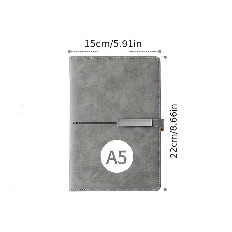 A5 PU Leather Notebook with Dual Clasp & Pen Holder