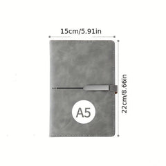 A5 PU Leather Notebook with Dual Clasp & Pen Holder