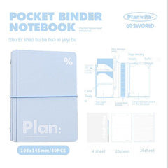 A7 Mini Notebook Simplicity Journal 6 Ring Loose Leaf Pocket Planner