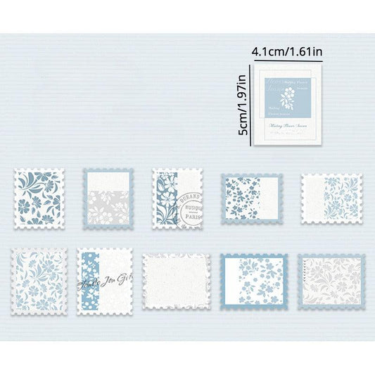 20pcs Art Romantic Plants Flowers Stamp Style Memos for Scrapbook Envelopes