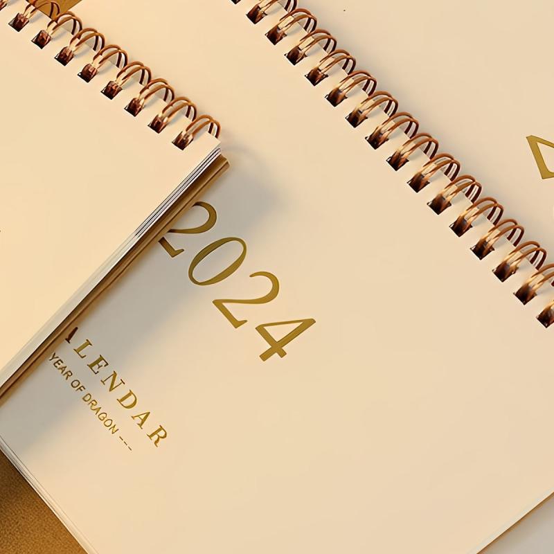 Beige Paper Bronzing Font Calendar School Office Decoration Notepad Desk