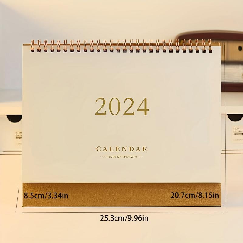 Beige Paper Bronzing Font Calendar School Office Decoration Notepad Desk