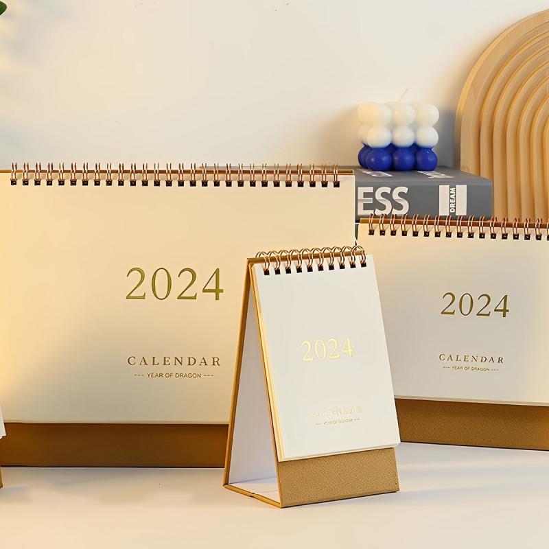 Beige Paper Bronzing Font Calendar School Office Decoration Notepad Desk